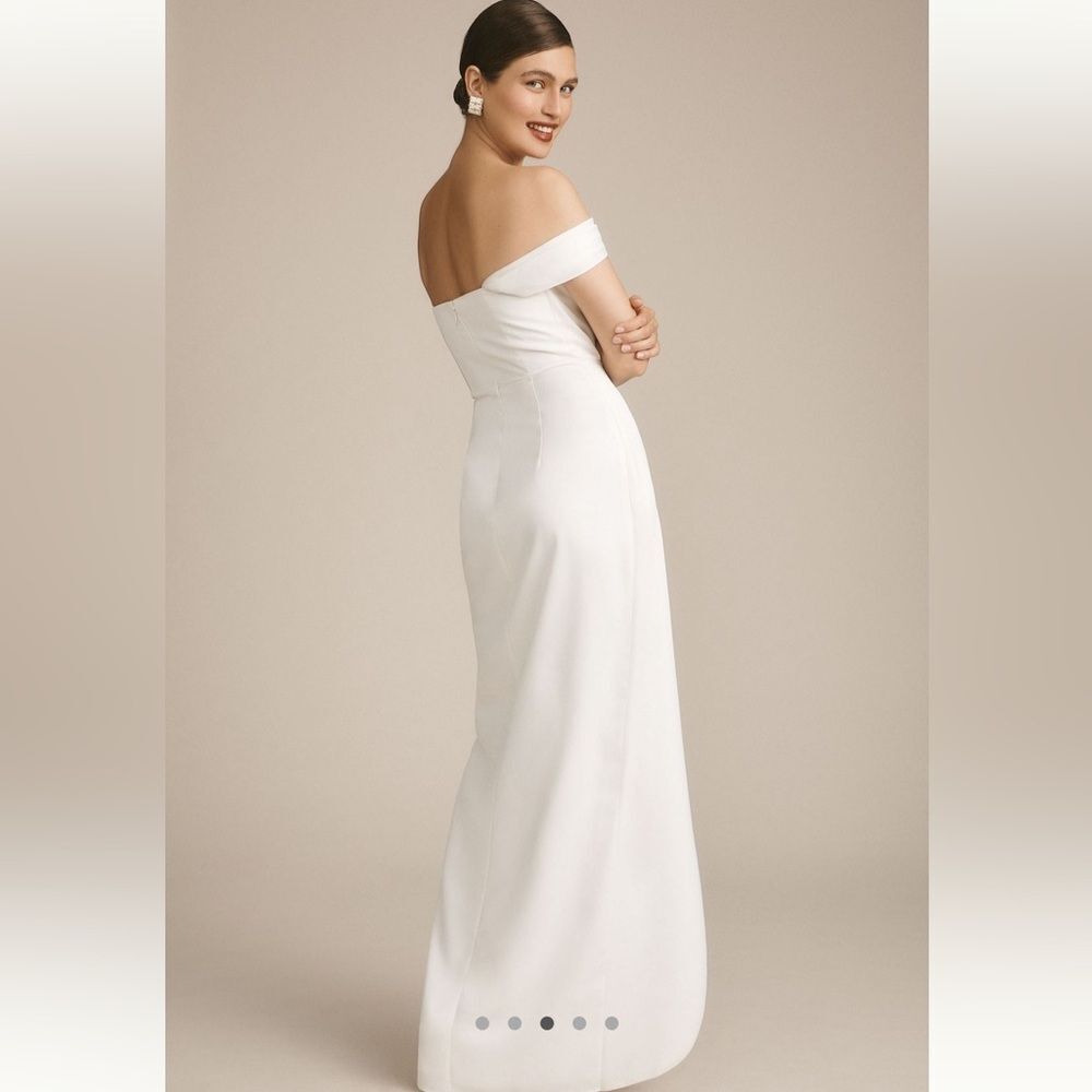 NWT BHLDNโx Anthropologie Cleo Off the Shoulder Cream Gown Size 8